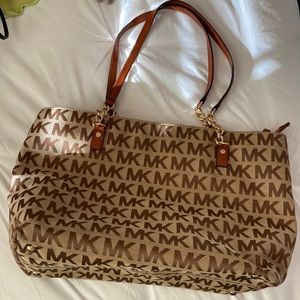 Michael Kors MK Print Tan Shoulder Bag
